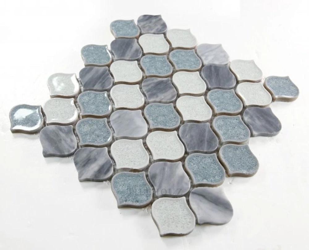Van Gogh Beach 11x11 crackle glass mosaic tile sheet in blue for walls and ceilings by Tilehouz