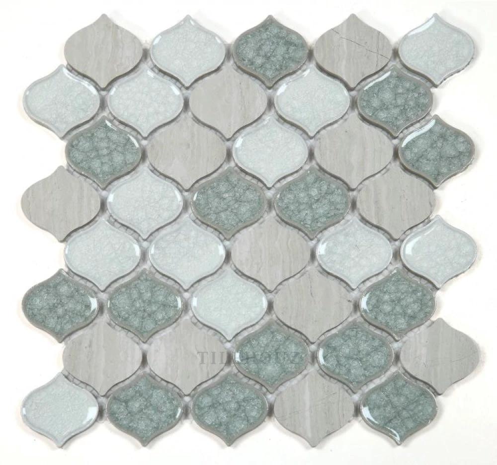 Van Gogh Swiss Blue 11 x 11 Crackle Glass Mosaic Tile by Tilehouz, wall & ceiling tile
