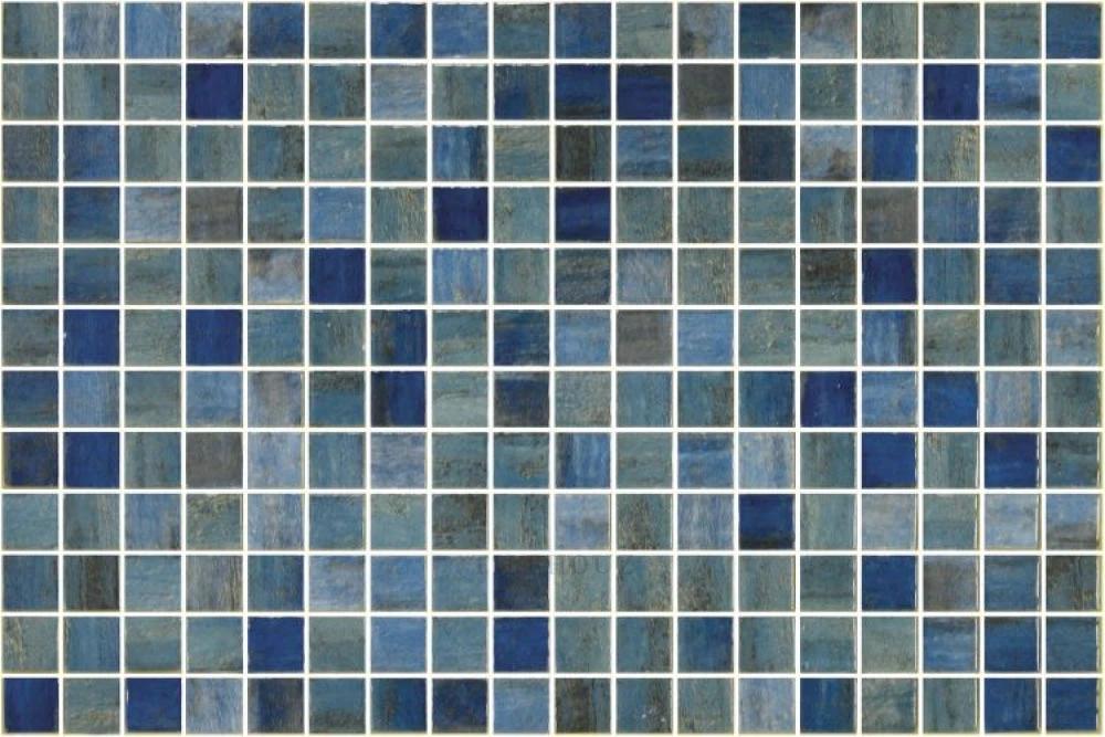 Vanguard Forest Blue glass mosaic tile sheet; square blue tiles for walls and ceilings