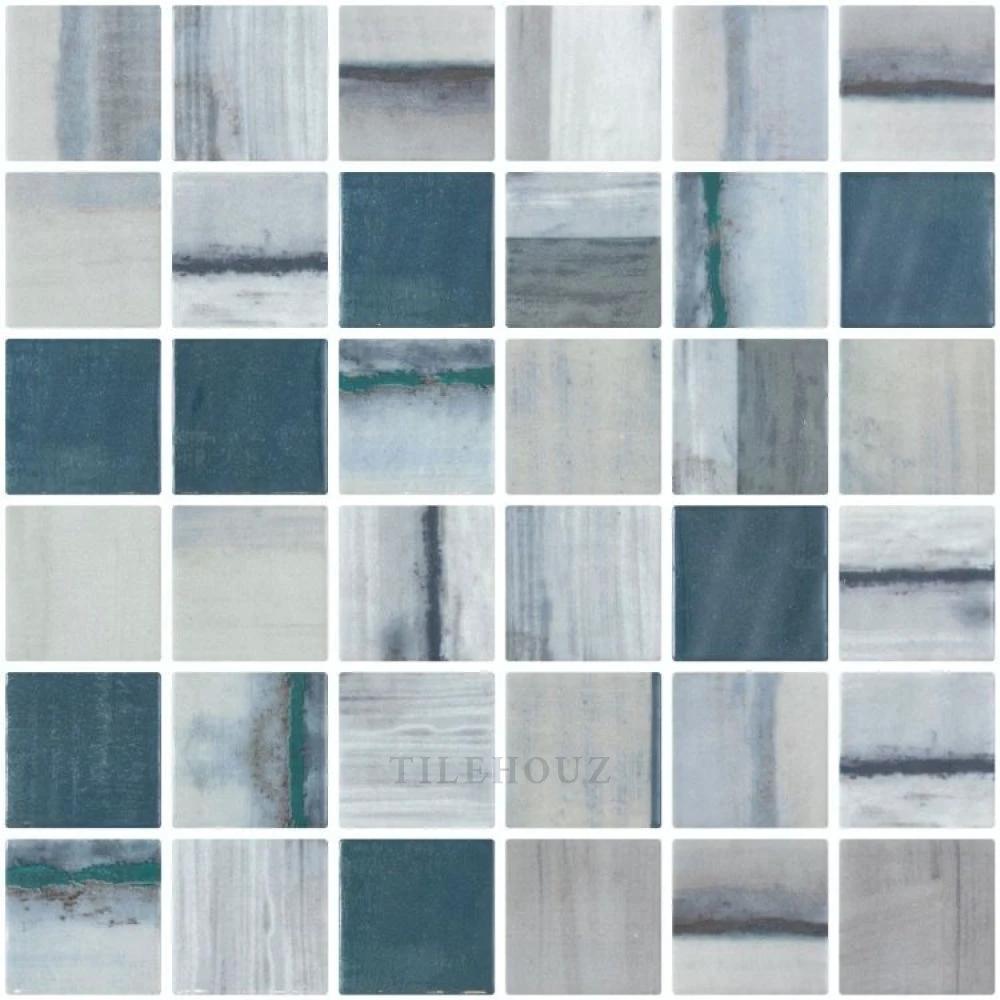 Vanguard Penta Bluish Grey square glass mosaic tile, 12.25 x 12.25, Tilehouz wall & ceiling tile