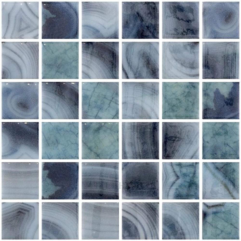 Glass mosaic Vanguard Penta Borneo; blue-green square 12.25in sheet