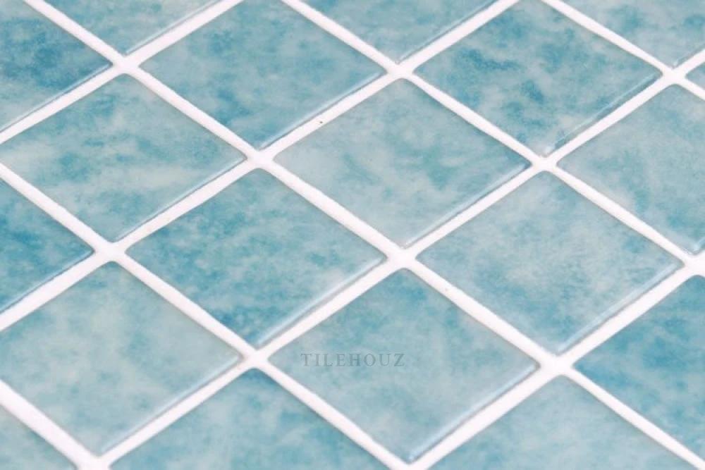 Vanguard Penta Ios Blue glass mosaic tile, Tilehouz, blue square 12.25 x 12.25 in for walls and ceilings