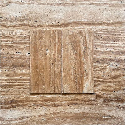 Wood Look Travertine Vein-Cut 6X12 Tile Brushed-Unfilled