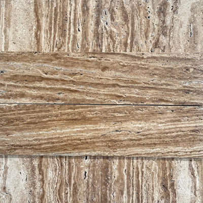 Wood Look Travertine Vein-Cut 6X24 Tile Brushed-Unfilled
