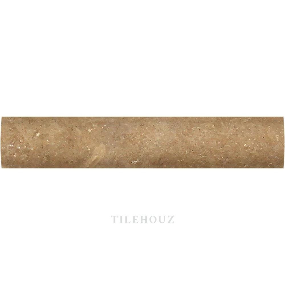 Travertine 1 x 12 honed Noce quarter-round trim by Tilehouz
