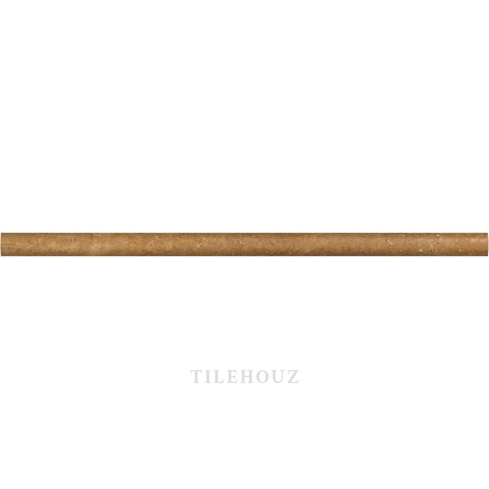 1/2 x 12 honed Noce travertine pencil liner Tilehouz for wall and ceiling tiles