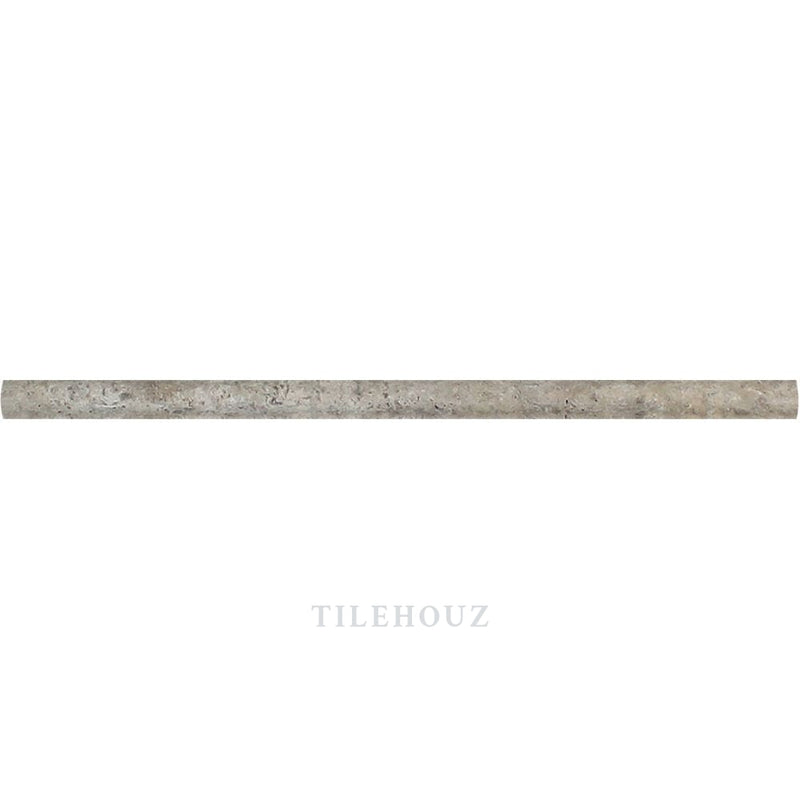 1/2 X 12 Tumbled Silver Travertine Pencil Liner Mosaic Tiles