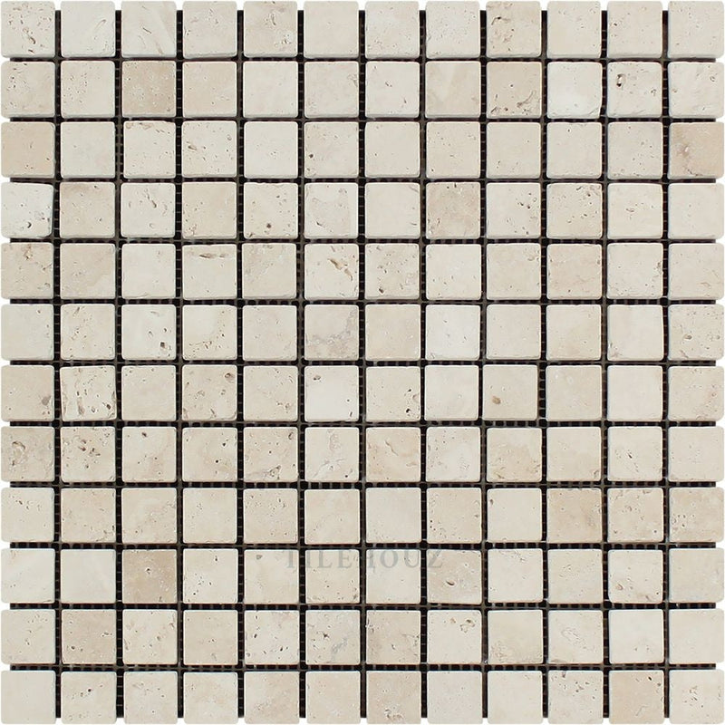 1 X Tumbled Ivory Travertine Mosaic Tile Tiles
