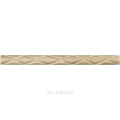 1 X 12 Honed Ivory Travertine Diamond Rope Liner Mosaic Tiles