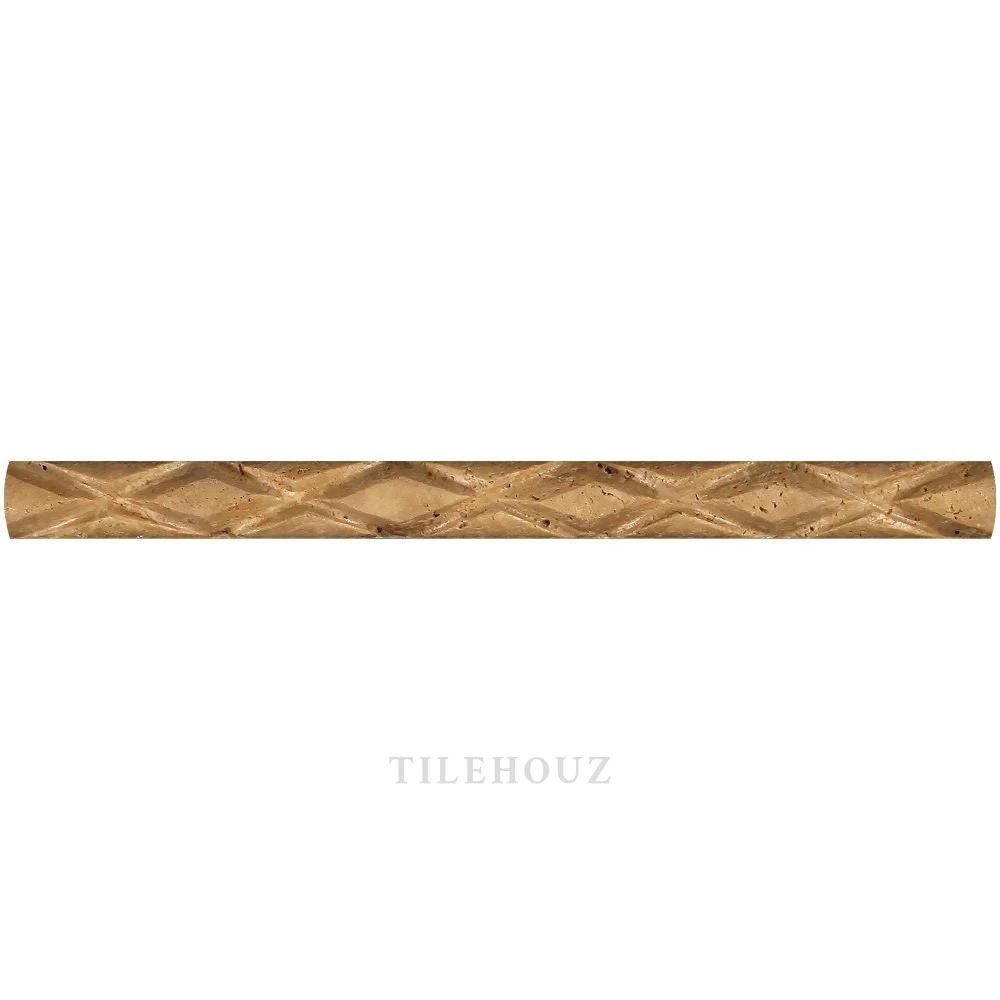 1x12 honed Noce travertine diamond rope liner wall tile Tilehouz