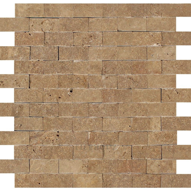 1 X 2 Split-Faced Noce Travertine Brick Mosaic Tile Tiles