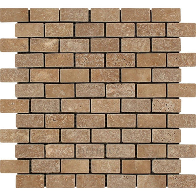 1 X 2 Tumbled Noce Travertine Brick Mosaic Tile Tiles