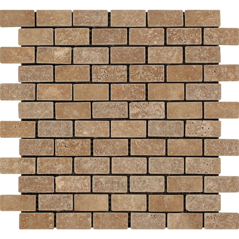 1 X 2 Tumbled Noce Travertine Brick Mosaic Tile Tiles