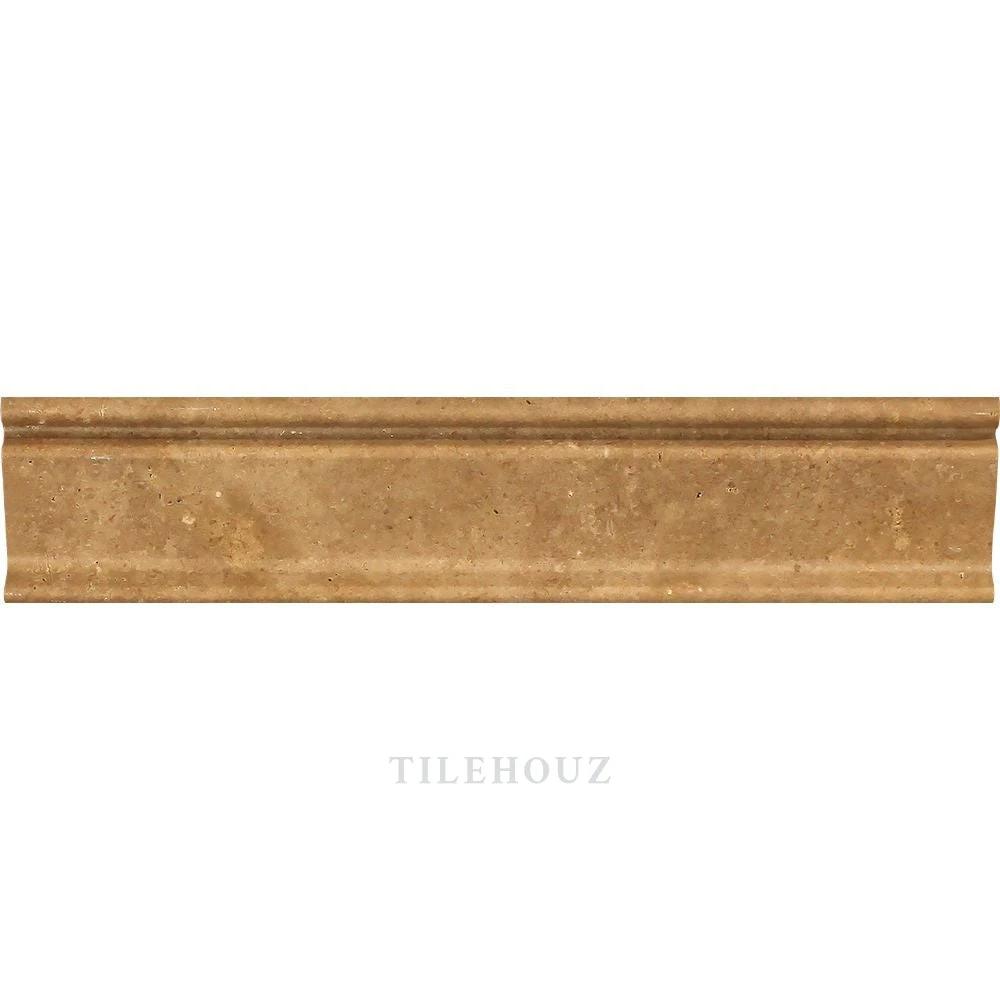 Crown molding, honed Noce travertine, 2 1/2 x 12, Tilehouz