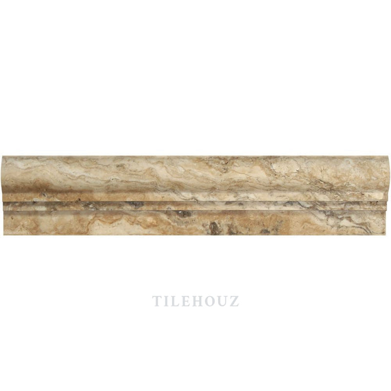 2 1/2 X 12 Honed Philadelphia Travertine Double-Step Chair Rail Trim Mosaic Tiles