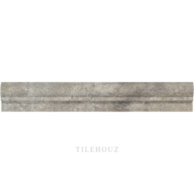 2 X 12 Honed Silver Travertine Single-Step Chair Rail Trim Mosaic Tiles