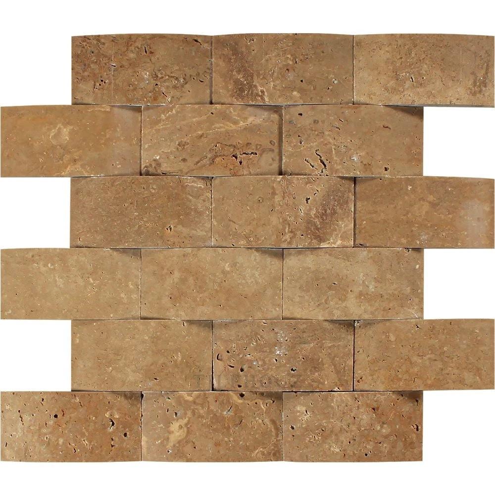 Travertine 2x4 CNC-Arched Noce Brick Mosaic Tile by Tilehouz for walls & ceilings