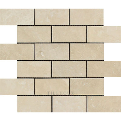 2 X 4 Honed Ivory Travertine Brick Mosaic Tile Tiles