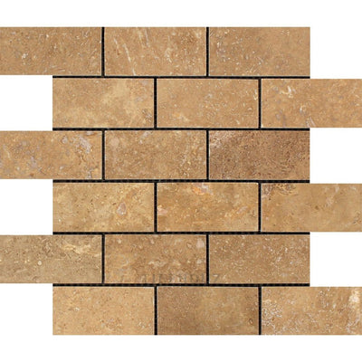 2 X 4 Honed Noce Travertine Brick Mosaic Tile Tiles
