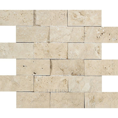 2 X 4 Split-Faced Ivory Travertine Brick Mosaic Tile Tiles