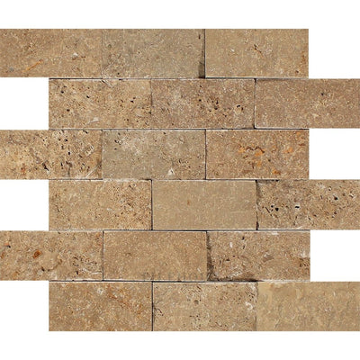 2 X 4 Split-Faced Noce Travertine Brick Mosaic Tile Tiles