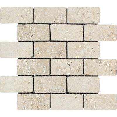 2 X 4 Tumbled Ivory Travertine Brick Mosaic Tile Tiles