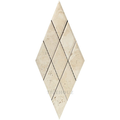 3 X 6 Honed Ivory Travertine Deep-Beveled Diamond Mosaic Tile Tiles