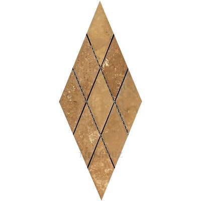 3 X 6 Honed Noce Travertine Deep-Beveled Diamond Mosaic Tile Tiles