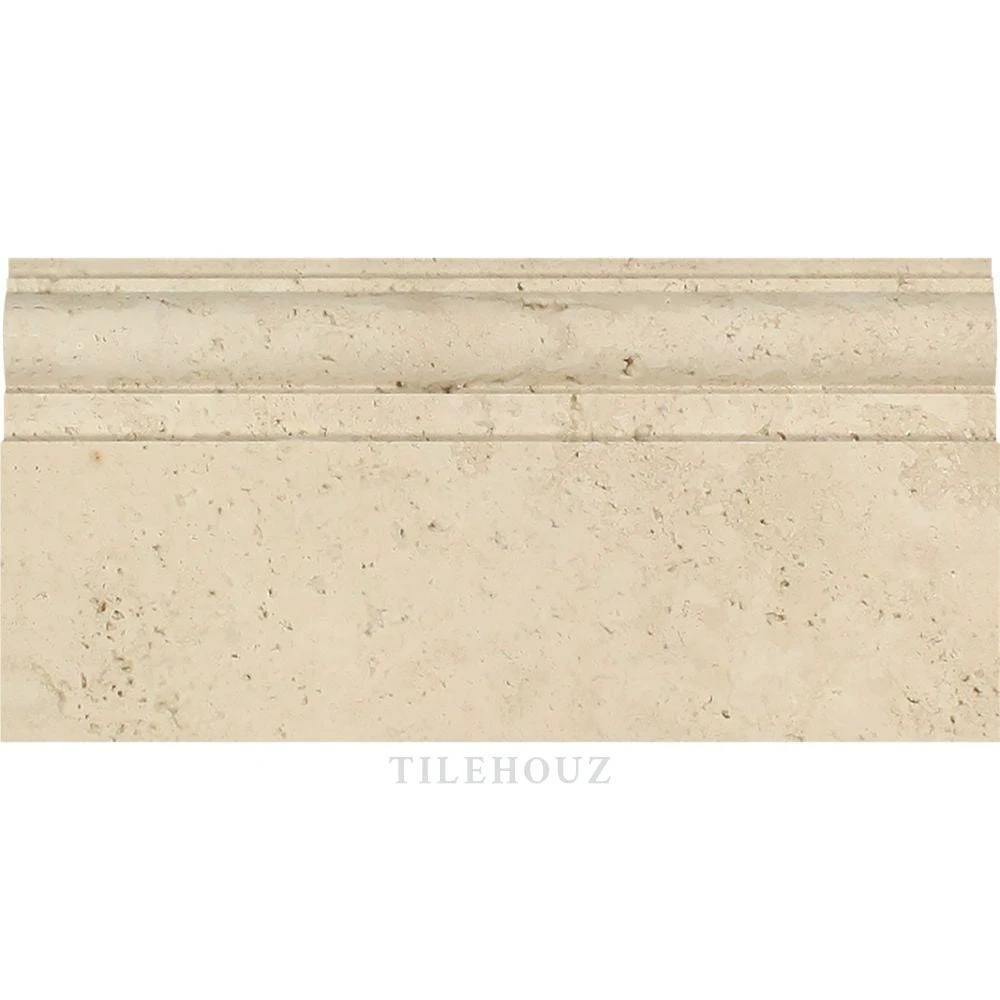 Travertine baseboard trim, 5 x 12, honed ivory finish, Tilehouz