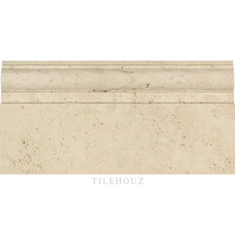 5 X 12 Honed Ivory Travertine Baseboard Trim Mosaic Tiles