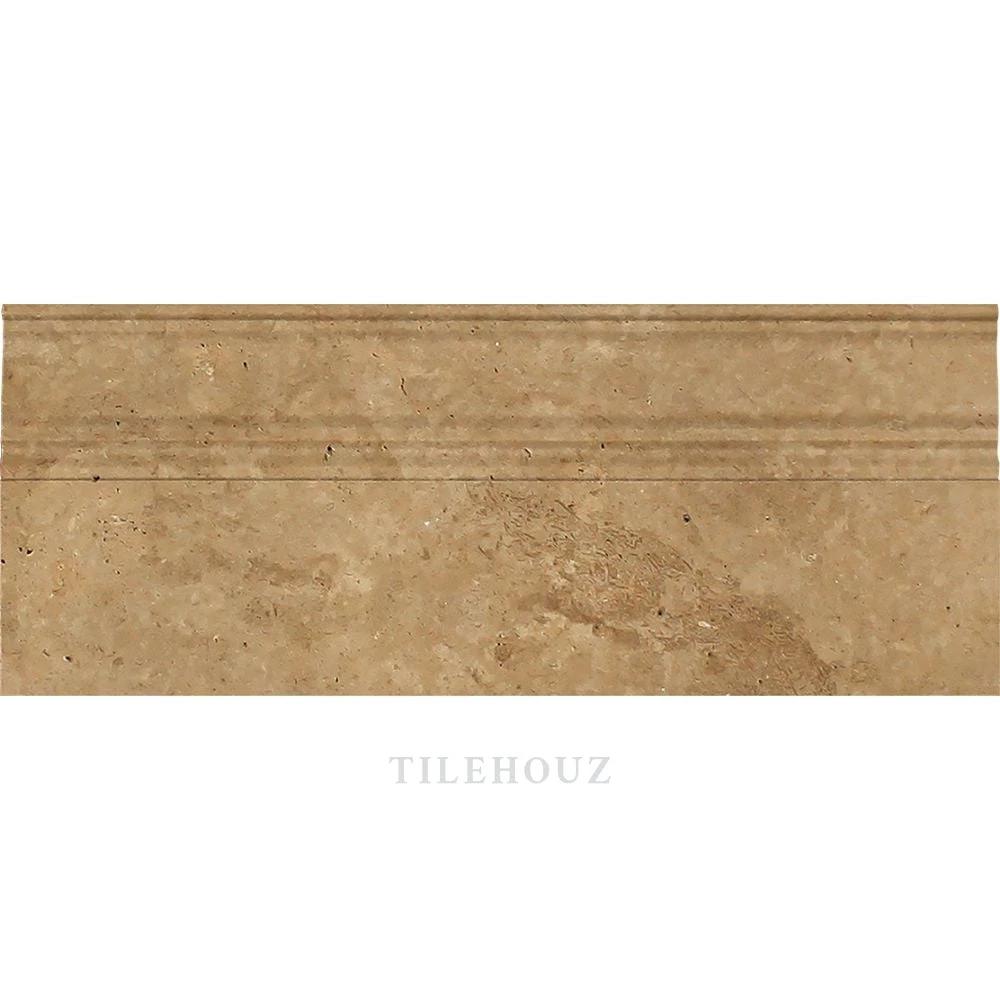 Travertine baseboard trim, 5 x 12, honed Noce, Tilehouz
