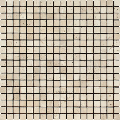 5/8 X Tumbled Ivory Travertine Mosaic Tile Tiles