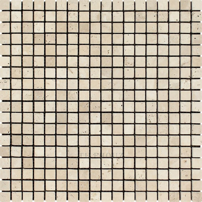 5/8 X Tumbled Ivory Travertine Mosaic Tile Tiles