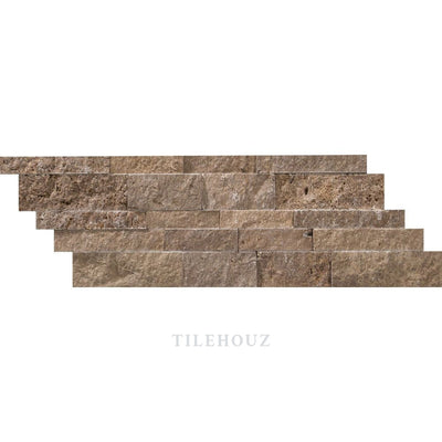 7 X 20 Split-Faced Noce Travertine Ledger Panel Mosaic Tiles