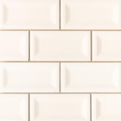 ALMOND GLOSSY INVERTED BEVELED TILE 3X6