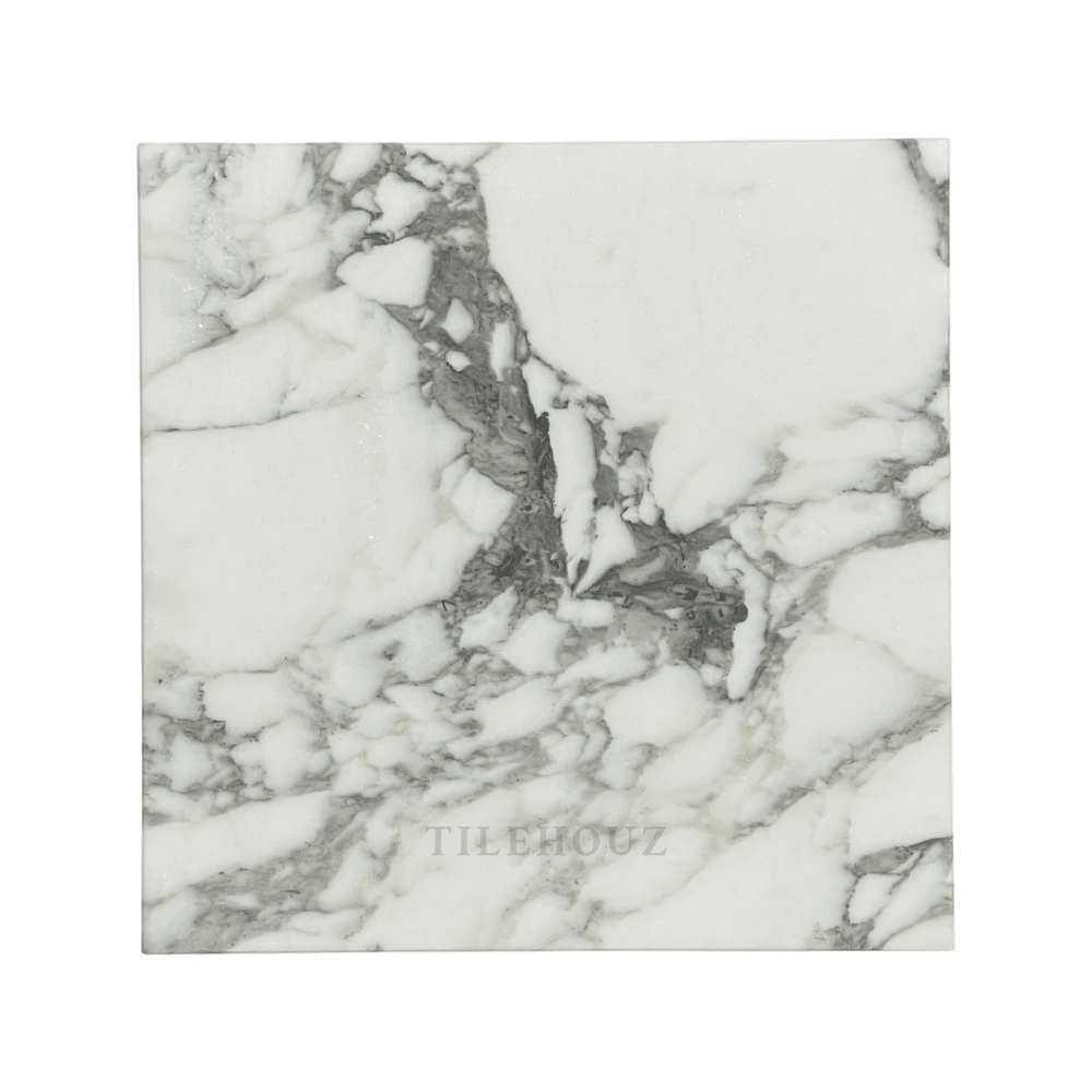 Arabescato 12x12 Italian marble tile by Tilehouz, polished/honed finish with gray veining