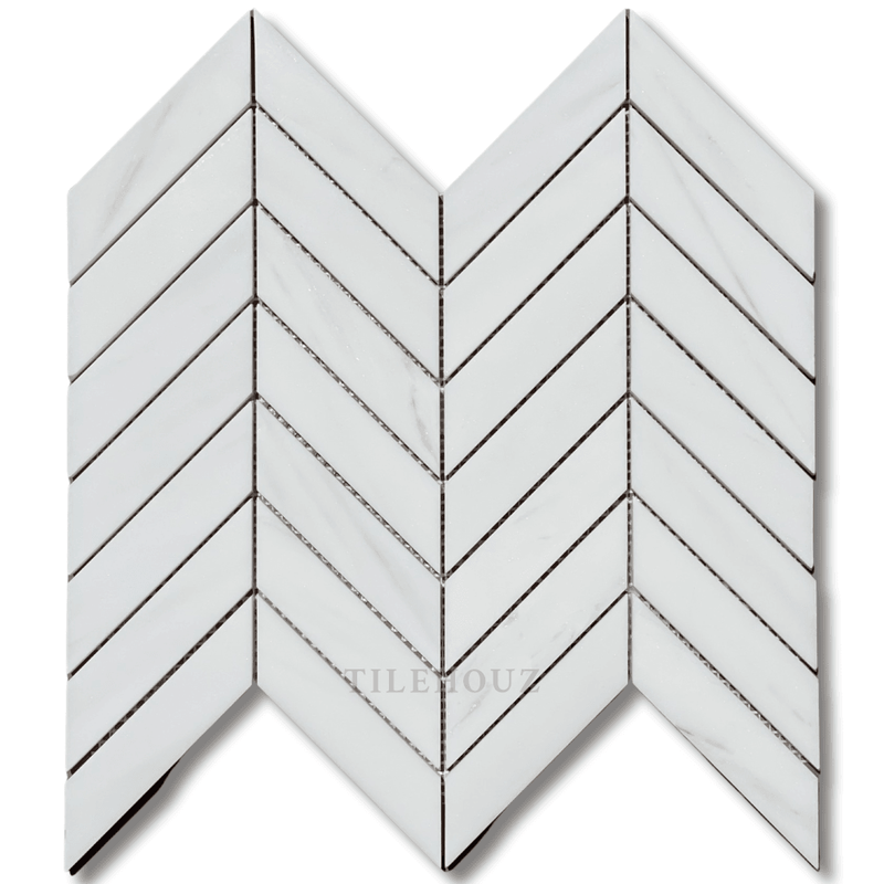 Bianco Dolomite Large Chevron Mosaic Polished/Honed Wall & Ceiling Tile