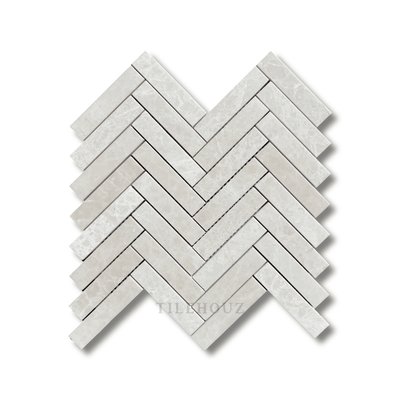 Botticino Cream Marble 1X4 Herringbone Mosaic Polished