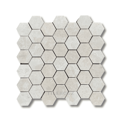 Botticino Cream Marble 2 Hexagon Mosaic Polished
