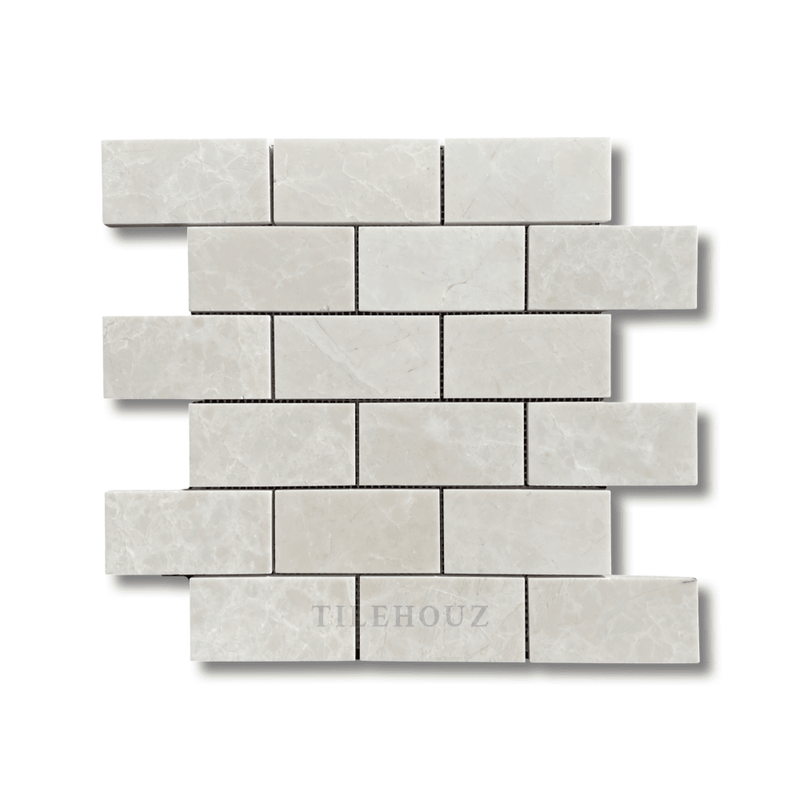 Botticino Cream Marble 2X4 Brick Mosaic Polished