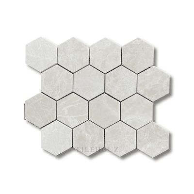 Botticino Cream Marble 3 Hexagon Mosaic Polished