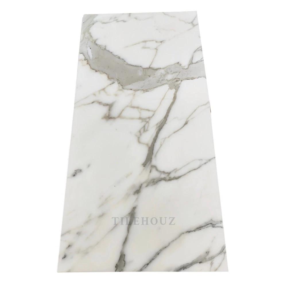Tilehouz Calacatta Gold Marble 18x36 Tile, white with gray veining, polished &amp; honed