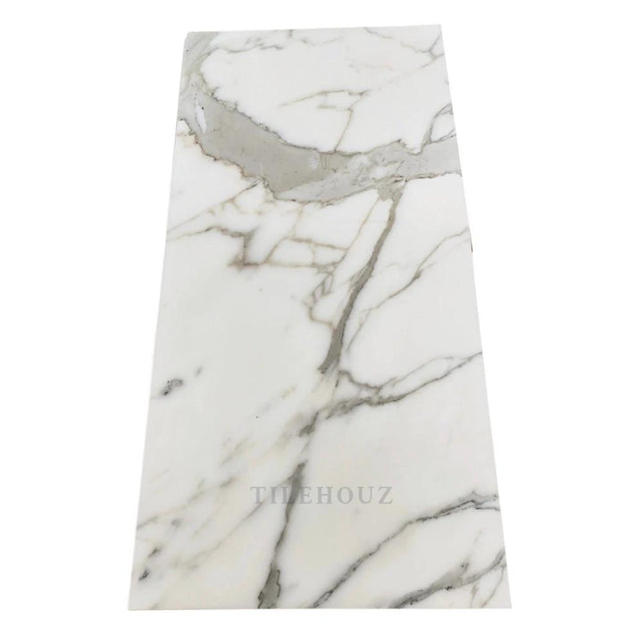 Tilehouz Calacatta Gold Marble 18x36 Tile, white with gray veining, polished &amp; honed