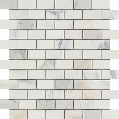Calacatta Gold Marble 1 X 2 Brick Mosaic Tile Polished&honed Tiles