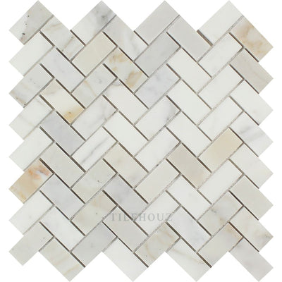 Calacatta Gold Marble 1 X 2 Herringbone Mosaic Tile Polished&honed Tiles