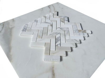Calacatta Gold Marble 1 X 3 Herringbone Mosaic Tile Polished&Honed Wall & Ceiling