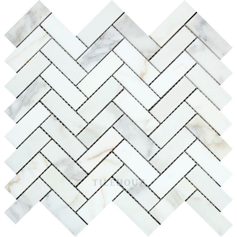 Calacatta Gold Marble 1 X 3 Herringbone Mosaic Tile Polished&honed Tiles