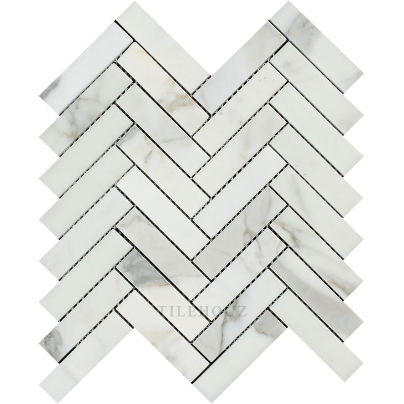 Calacatta Gold Marble 1 X 4 Herringbone Mosaic Tile Polished&honed Tiles