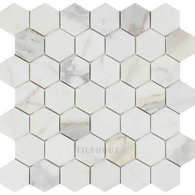 Calacatta Gold Marble 2 X Hexagon Mosaic Tile Polished&honed Tiles