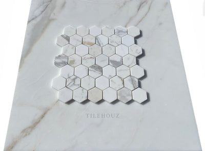 Calacatta Gold Marble 2 X Hexagon Mosaic Tile Polished&Honed Wall & Ceiling